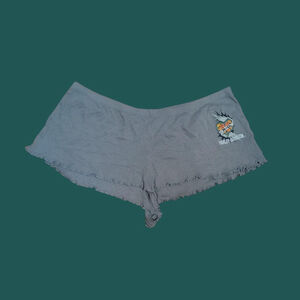 Vintage Harley Davidson green lounge sleep shorts with relaxed fit and graphic